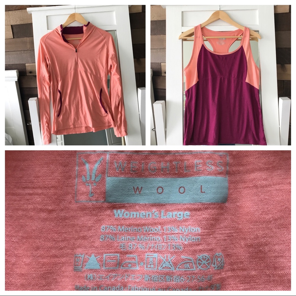 ibex Coral Zip Pullover with Magenta & Coral Racerback Tank
